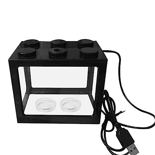 Aquarium Aquarium Acryl USB Mini Aquarium Tank Propagator Aquarium mit LED-Licht Home Office Desktop dekorative Tank Fischtank(Schwarz) von Shihan-2015
