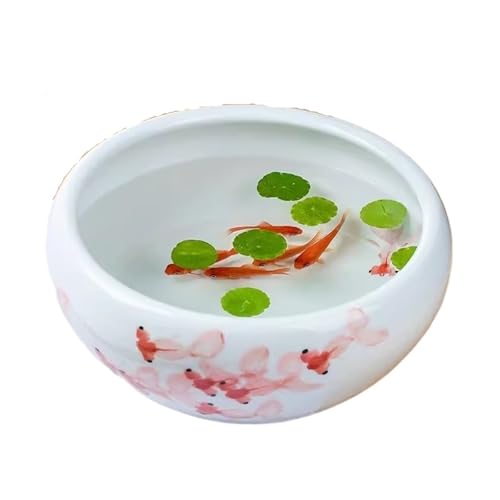 Aquarium Jingdezhen Keramik Aquarium Hand bemalt Desktop Fortune Goldfisch Schildkröte Fütterung Tank Topf Keramik Runde Blumentopf Fischtank(41x41x17cm) von Shihan-2015
