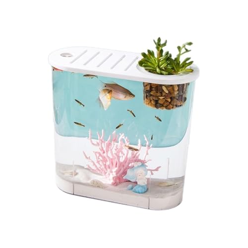 Aquarium Superklares Aquarium aus Acryl for den Schreibtisch mit atmungsaktivem Multifunktionsdeckel, transparentes Aquarium for die Zucht Kleiner Fische Fischtank von Shihan-2015