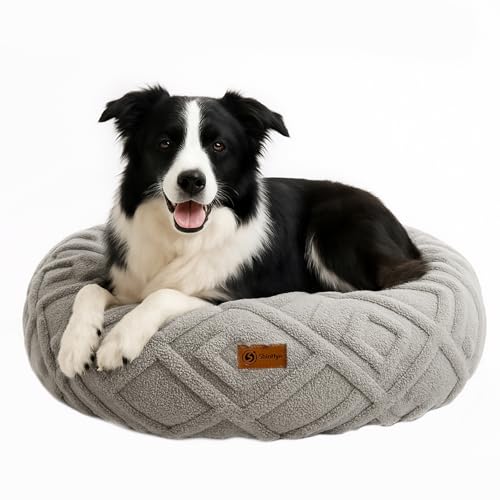 ShinHye Katzenbett - Waschbares Donut-Bett für Katzen und kleine Hunde, beruhigendes, rundes Haustierbett mit rutschfester Unterseite, Komfort für den Innenbereich für Welpen und Kätzchen (LX-Grau, 71 von ShinHye