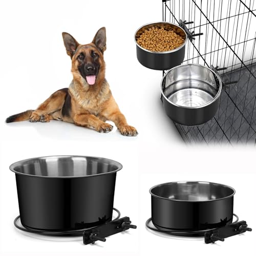 ShineMe Ansteckbare Hundenäpfe für Kisten, 1,2 l und 1,7 l Hundehütte, Futter- und Wassernäpfe, 18 x 9,4 cm und 16,3 x 6,3 cm, zum Aufhängen, kein Verschütten, für große oder mittelgroße Hunde, ShineMe Ansteckbare Hundenäpfe für Kisten, 1,2 l und 1,7 l Hundehütte, Futter- und Wassernäpfe, 18 x 9,4 cm und 16,3 x 6,3 cm, zum Aufhängen, kein Verschütten, für große oder mittelgroße Hunde, von ShineMe