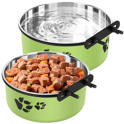 ShineMe Hundekäfig, Wassernapf, 1,5 l & 963 ml, Edelstahl, kein Verschütten, Futter- und Wassernapf, Zwingernäpfe montierbar für mittelgroße und große Hunde, Katzen und Haustiere, 2 Stück, grün ShineMe Hundekäfig, Wassernapf, 1,5 l & 963 ml, Edelstahl, kein Verschütten, Futter- und Wassernapf, Zwingernäpfe montierbar für mittelgroße und große Hunde, Katzen und Haustiere, 2 Stück, grün von ShineMe