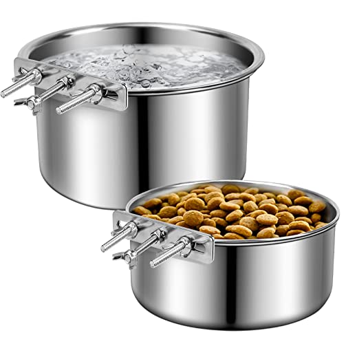 ShineMe Hundenäpfe aus Edelstahl, 1,2 l und 1,7 l, kein Verschütten, Wasser- und Futternapf mit Haken zum Aufhängen, für Zwinger, Käfig und mehr, 17,8 x 9,4 cm & 15,7 x 6,3 cm Futternapf für große und ShineMe Hundenäpfe aus Edelstahl, 1,2 l und 1,7 l, kein Verschütten, Wasser- und Futternapf mit Haken zum Aufhängen, für Zwinger, Käfig und mehr, 17,8 x 9,4 cm & 15,7 x 6,3 cm Futternapf für große und von ShineMe
