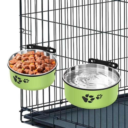 ShineMe Hundenäpfe für Hundekäfige, 963 ml und 750 ml, Edelstahl, auslaufsicher, für kleine und mittelgroße Hunde, Katzen, 2 Stück, Grün ShineMe Hundenäpfe für Hundekäfige, 963 ml und 750 ml, Edelstahl, auslaufsicher, für kleine und mittelgroße Hunde, Katzen, 2 Stück, Grün von ShineMe