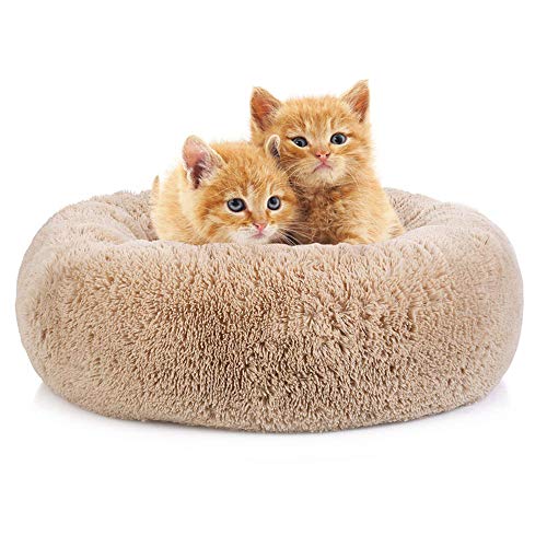 Shinetop Hundebett/Katzenbett, weich, gemütliches Kunstfell, Donut-Design, rund, Kissen für Hunde und Katzen, verbesserter Schlaf, waschbar (mehrere Größen) von Shinetop