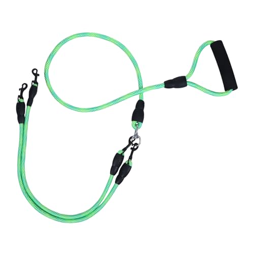 1 Packung Doppelleine für Hunde, Hundeleinen für kleine Welpen, zum Spazierengehen mit 2 Hunden, kein Verheddern, perfekt für Spaziergänge und Training (kleine Welpen ca. 8 kg) (grün) von ShinherYee