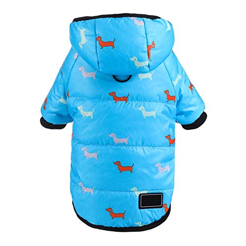 Wintermantel für Hunde, Verdickung Baumwolle gepolsterte Kleidung Warme Kapuze Kostüm mit Leine Ring Outwear von Shiningbaby