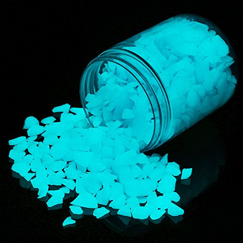 Shiny Stone Im Dunkeln leuchtende Kiessteine, Aquarium-Kies, leuchtende Steine, dekorative Steine für Aquarium, Garten, Pflanzgefäß, Landschaftsdekoration, 280 g (5–8 mm, blau) von Shiny Stone