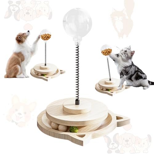 Shinybox Wackelndes Hunde Leckerli Spielzeug, Snackball Hund mit Federdrehscheibe und 2 Undichten Futterkugeln, Futterball für Hunde und Katzen, Fördert Gesunde Essgewohnheiten und Mentale Stimulation von Shinybox