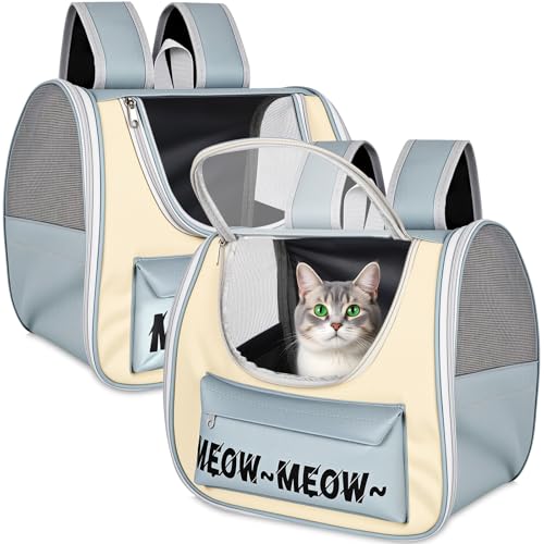 Shinylin 2er-Pack Katzen-Rucksack, Haustier-Tragetasche, belüftetes Netz-Design, Tier-Reisetasche zum Wandern, Spazierengehen, Outdoor, für kleine Hunde, Katzen, Welpen, Kätzchen, Häschen (grau) von Shinylin