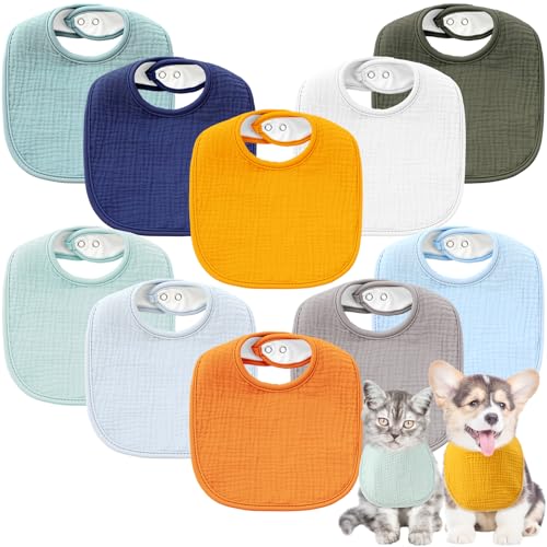 Shinylin Hundehalstücher aus Musselin-Baumwolle, quadratisch, wendbar, mit zwei Druckknöpfen, Bekleidungszubehör, Halstuch für kleine bis mittelgroße Welpen, Katzen, 10 Stück Shinylin Hundehalstücher aus Musselin-Baumwolle, quadratisch, wendbar, mit zwei Druckknöpfen, Bekleidungszubehör, Halstuch für kleine bis mittelgroße Welpen, Katzen, 10 Stück von Shinylin