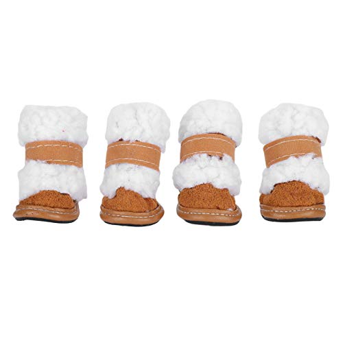 Schuhe für Haustiere, Gummi, um warm zu halten, aus Plüsch für den Winter (Khaki, Modell 3) von Shipenophy
