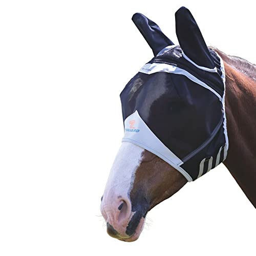 Flyguard Fliegenmaske mit Ohren aus feinem Netzstoff, Größe XS, Pony, Schwarz von Shires