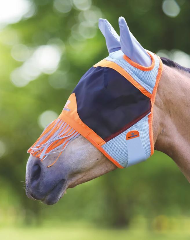 Shires Air Motion Fliegenmaske mit Ohren & Nasenfransen Gr. Pony, Orange von Shires