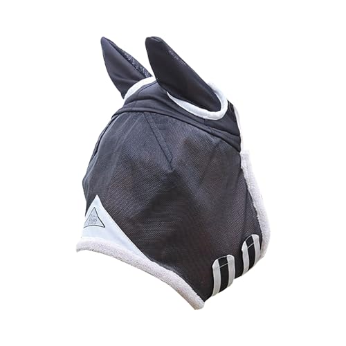 Shires Field Durable with Ears Fly Mask Pony Black Orange von Shires