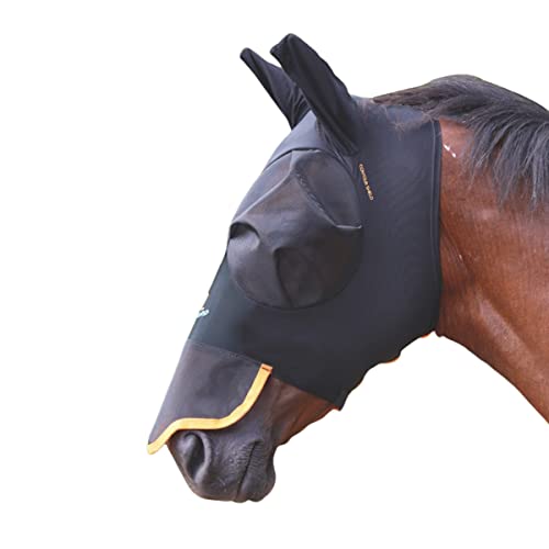 Shires - Fliegenmaske für Pferde mit Nase (Pony) (hellschwarz) von Shires