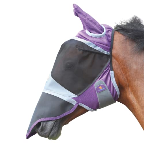 Shires - Fliegenmaske für Pferde mit Ohren und Nase Deluxe (Pony) (Violett) von Shires