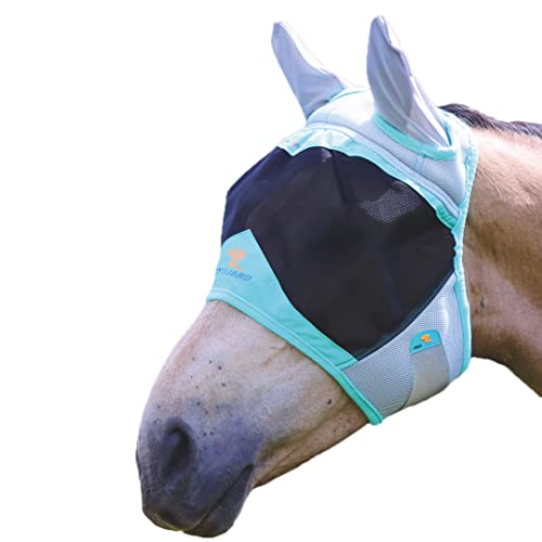Shires Fliegenmaske mit Ohrenschützern für Pferde mit Luftbewegung (Full) (Aquablau) von Shires