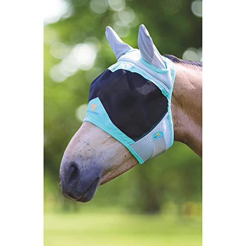 Shires Fliegenmaske mit Ohrenschützern für Pferde mit Luftbewegung (Full X) (Aquablau) von Shires