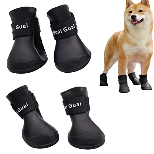 Shitafe Regenstiefel für Hunde - 4 Stück Rutschfester Fußschutz für Welpen,Modische,niedliche, wasserdichte Haustierstiefel, Welpen-Wanderschuhe während der regnerischen, verschneiten, kalten Tage Shitafe Regenstiefel für Hunde - 4 Stück Rutschfester Fußschutz für Welpen,Modische,niedliche, wasserdichte Haustierstiefel, Welpen-Wanderschuhe während der regnerischen, verschneiten, kalten Tage von Shitafe