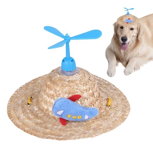 Shitafe Propellermütze für Hunde,Hunde-Sombrero-Mütze, Süße gewebte Mützen mit Propeller für Hunde, Handgefertigte mexikanische Party-Foto-Requisite, verstellbare lustige Welpen-Sonnenhut für von Shitafe