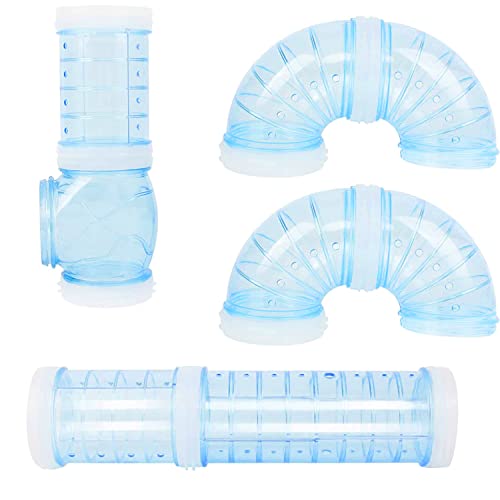 Shiwaki 4 Piece Set Hamster Tubes Hamster Tunnel Hamster Cage Tunnel Tube Accessory Cage for Hamster Mice and Other Small Pets(Blue) von Shiwaki