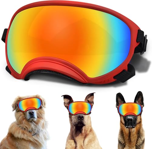 Shixian Große Hundesonnenbrille, Hundebrille mit verstellbarem Riemen, UV-Schutz, winddicht, geeignet für mittelgroße und große Hunde, Haustierbrillen, Augenschutz von Shixian