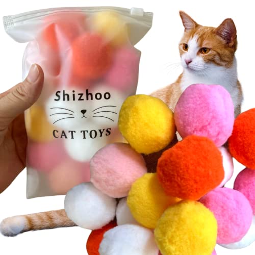 Shizhoo Hochwertige, weiche Pompom-Bälle für Kätzchen – leicht, interaktiv, Plüschspielzeugbälle für Kätzchen-Training und Spielen – Haustierprodukte für Katzen (4,1 cm, 20 von Shizhoo