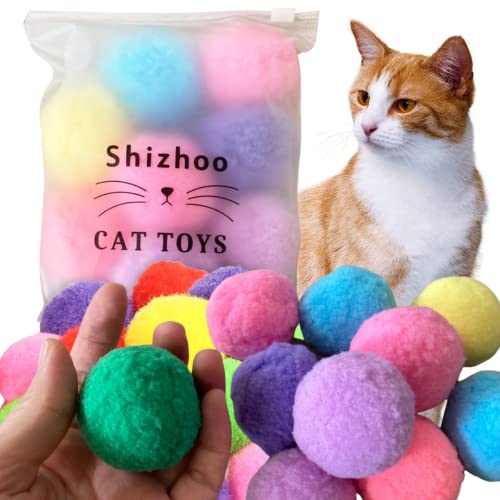 Shizhoo Hochwertige, weiche Pompom-Bälle für Kätzchen – leicht, interaktiv, verschiedene Farben – Plüschspielzeugbälle für Kätzchen-Training und Spielen – Haustierprodukte für Katzen (5,1 cm, 10 von Shizhoo