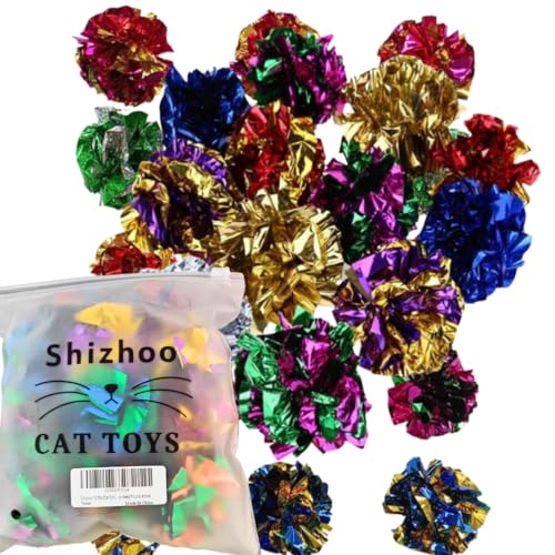 Shizhoo Knisterbälle für Katzen, 5,9 cm, bunte Bälle, zum Kauen und Jagen, Mylar, leicht, für Indoor-Katzen, um fit und aktiv zu bleiben, 12 Stück von Shizhoo
