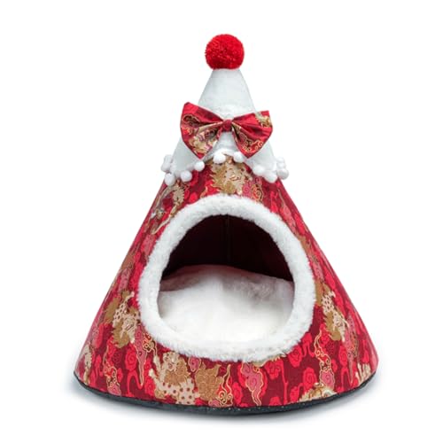 Weihnachts-Katzenbett für Indoor-Katzen, kleine Hunde, warmes Bett, Haus, waschbar, Welpenzelt, Bett, Kätzchenhöhle, abnehmbares Kissen Weihnachts-Katzenbett für Indoor-Katzen, kleine Hunde, warmes Bett, Haus, waschbar, Welpenzelt, Bett, Kätzchenhöhle, abnehmbares Kissen von Shntig