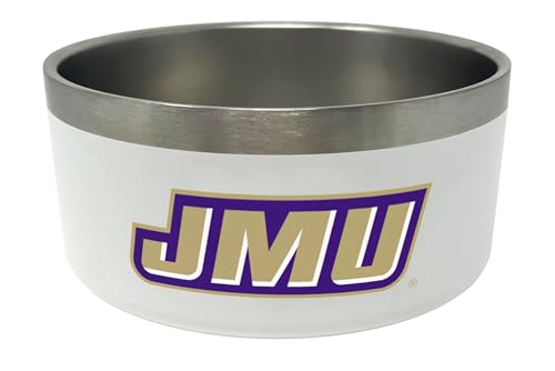 Futter- und Wassernapf aus Edelstahl, NCAA, offizielles Lizenzprodukt (James Madison Dukes, 907.2 g) von ShopInstaPets