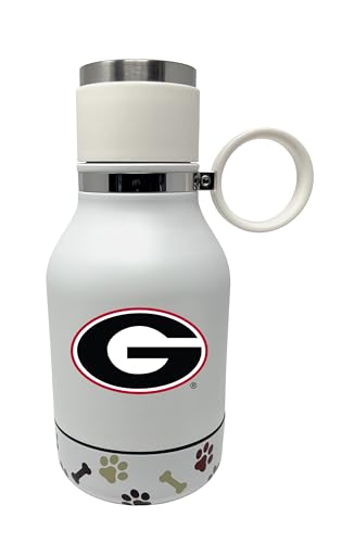 Isolierte Reise-Wasserflasche mit abnehmbarem Hundenapfboden (Georgia Bulldogs) von ShopInstaPets