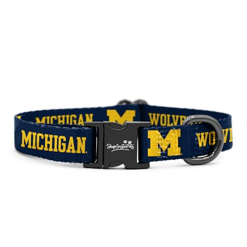 Michigan Wolverines NCAA Offizielles Lizenzprodukt, tolles Geschenk, passend für alle Haustiere (mittelgroßes Halsband) von ShopInstaPets
