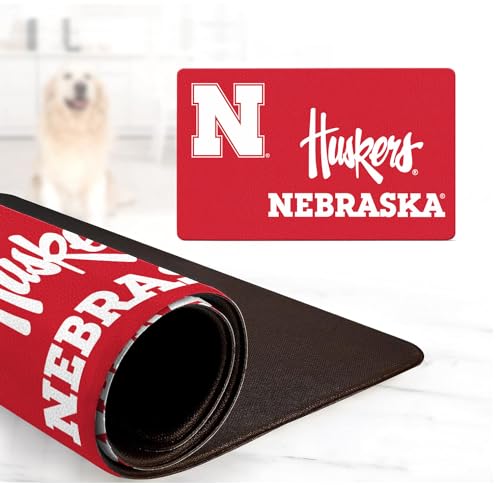 NCAA Futter- und Wassermatte für Hunde und Katzen, offiziell lizenziert, 45,7 x 73,7 cm, rutschfest, wasserdicht (Nebraska Cornhuskers) von ShopInstaPets