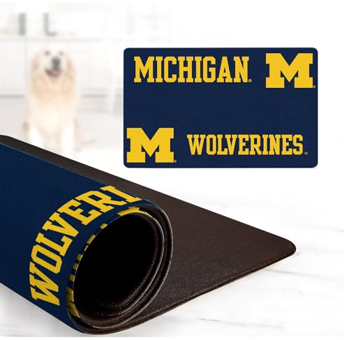 NCAA Offiziell lizenzierte Futter- und Wassermatte für Hunde und Katzen, 45,7 x 73,7 cm, rutschfest, wasserdicht (Michigan Wolverines) von ShopInstaPets