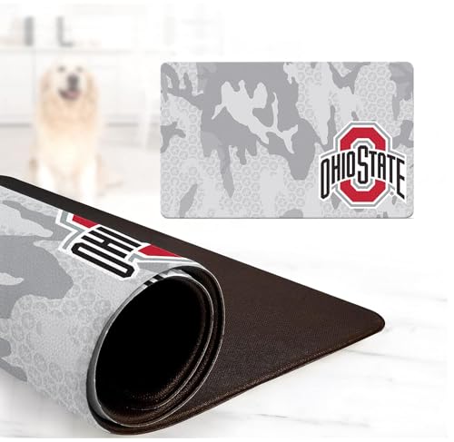 NCAA Offiziell lizenzierte Futter- und Wassermatte für Hunde und Katzen, 45,7 x 73,7 cm, rutschfest, wasserdicht (Ohio State Buckeyes) von ShopInstaPets