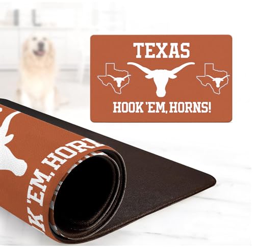 NCAA Offiziell lizenzierte Futter- und Wassermatte für Hunde und Katzen | 45,7 x 73,7 cm | rutschfest | wasserdicht (Texas Longhorns) von Shopinstapets