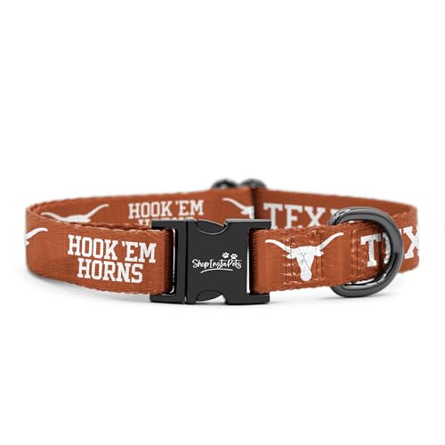 Texas Longhorns Halsbänder und Leinen, offizielles Lizenzprodukt, passend für alle Haustiere, kleines Halsband von Shopinstapets