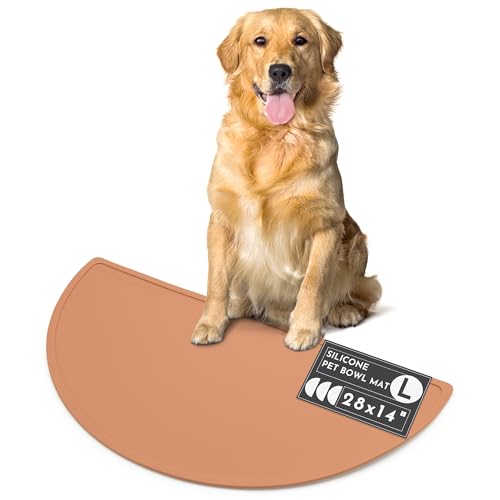 Futtermatte aus Silikon, wasserdicht, rutschfest, erhöhte Kanten, um Verschütten zu verhindern, leicht zu reinigen, flexibles Tablett für Hundefütterung, Wassernäpfe, groß, niedlich, modernes Design von Should We Go?