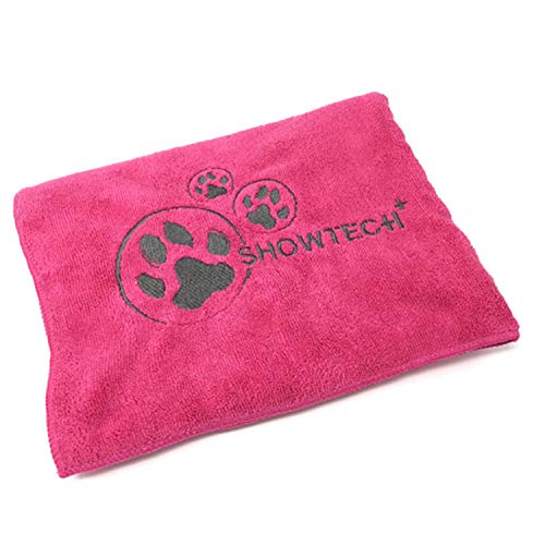 Hundehandtuch mit Stickerei 56 x 90 cm pink super saugfähiges Haustierhandtuch von Show Tech