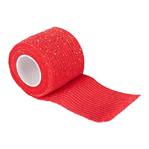 Show Tech Selbsthaftende Bandage, Ihr Hund, Fellpflege-Experte, elastisch, selbstklebend, 4,5 m x 7,5 cm, roter Glitzer von Show Tech