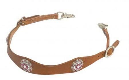 Showman 3,2 cm Breit Gewelltem Leder widerristpolster Gurt w/Crystal Strass Conchos, Rose Showman 3,2 cm Breit Gewelltem Leder widerristpolster Gurt w/Crystal Strass Conchos, Rose von Showman