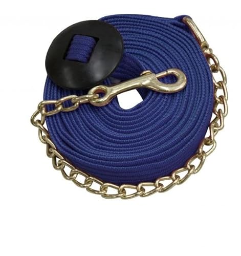 Showman 6,5 m lange flache Baumwoll-Lunge-Linie mit Messingkette (blau) von Showman