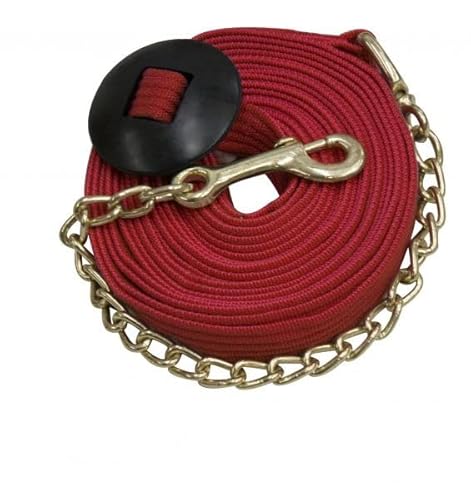 Showman 6,5 m lange flache Baumwoll-Lunge-Linie mit Messingkette (rot) von Showman