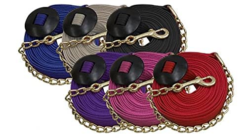 Showman 6,5 m lange lange Longierleine aus Baumwollgewebe mit Messingkette (schwarz) von Showman