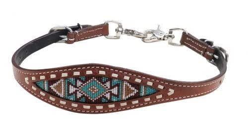 Showman Blaugrün, braun & weiß Navajo Perlen Inlay Leder widerristpolster Gurt. New Pferd Tack. Showman Blaugrün, braun & weiß Navajo Perlen Inlay Leder widerristpolster Gurt. New Pferd Tack. von Showman