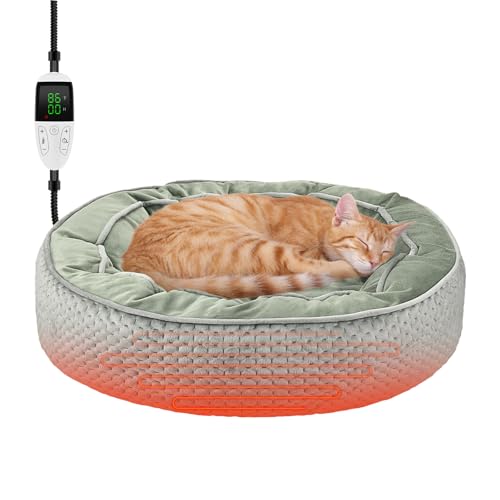 ShuRung Elektrisch beheizter Katzenbettwärmer für Katzen & Welpen, abnehmbar, wasserdicht, waschbar, thermische Heizung mit einstellbarem Timer und Temperatur, kleine Hundegröße (Grau) von ShuRung