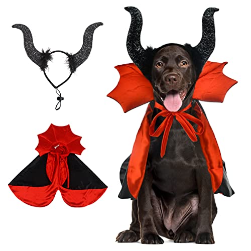 ShuRung Haustier Halloween Kostüm Set Katze Cosplay Vampir Cape Teufel Hörner Hut Urlaub Kleidung für Katze Welpe Hund Halloween Party Haustier Cosplay ShuRung Haustier Halloween Kostüm Set Katze Cosplay Vampir Cape Teufel Hörner Hut Urlaub Kleidung für Katze Welpe Hund Halloween Party Haustier Cosplay von ShuRung