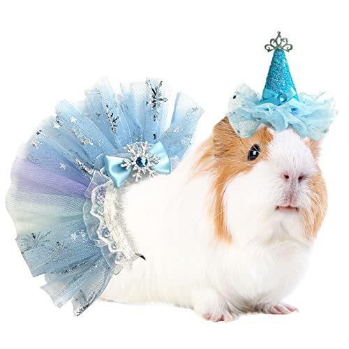 ShuRung Kleintier-Geburtstags-Prinzessin-Kostüm für Kaninchen, Meerschweinchen, Krone, Hut, Tutu, Rock, Hase, Prinzessin, Hut, Hase, Bandana, Halloween, kleines Haustier-Outfit für Meerschweinchen, von ShuRung